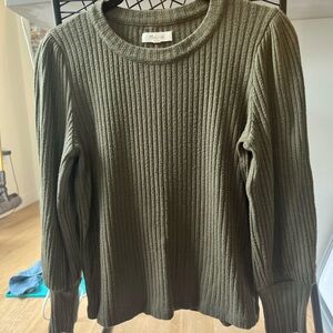 Madewell 3/4 Sleeve Green Knit Top
